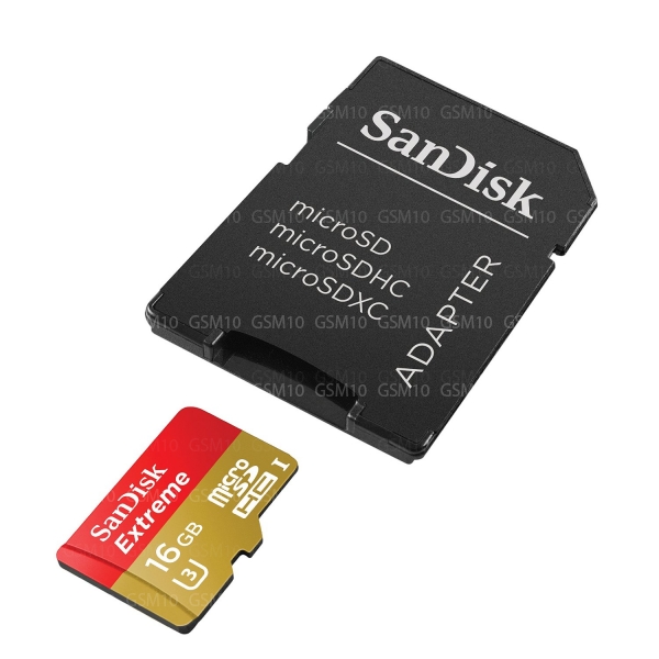 Карта памяти SanDisk Micro SDHC Extreme 16GB Class 10 Переходник в комплекте (SDSDQXN-016G-G46A)