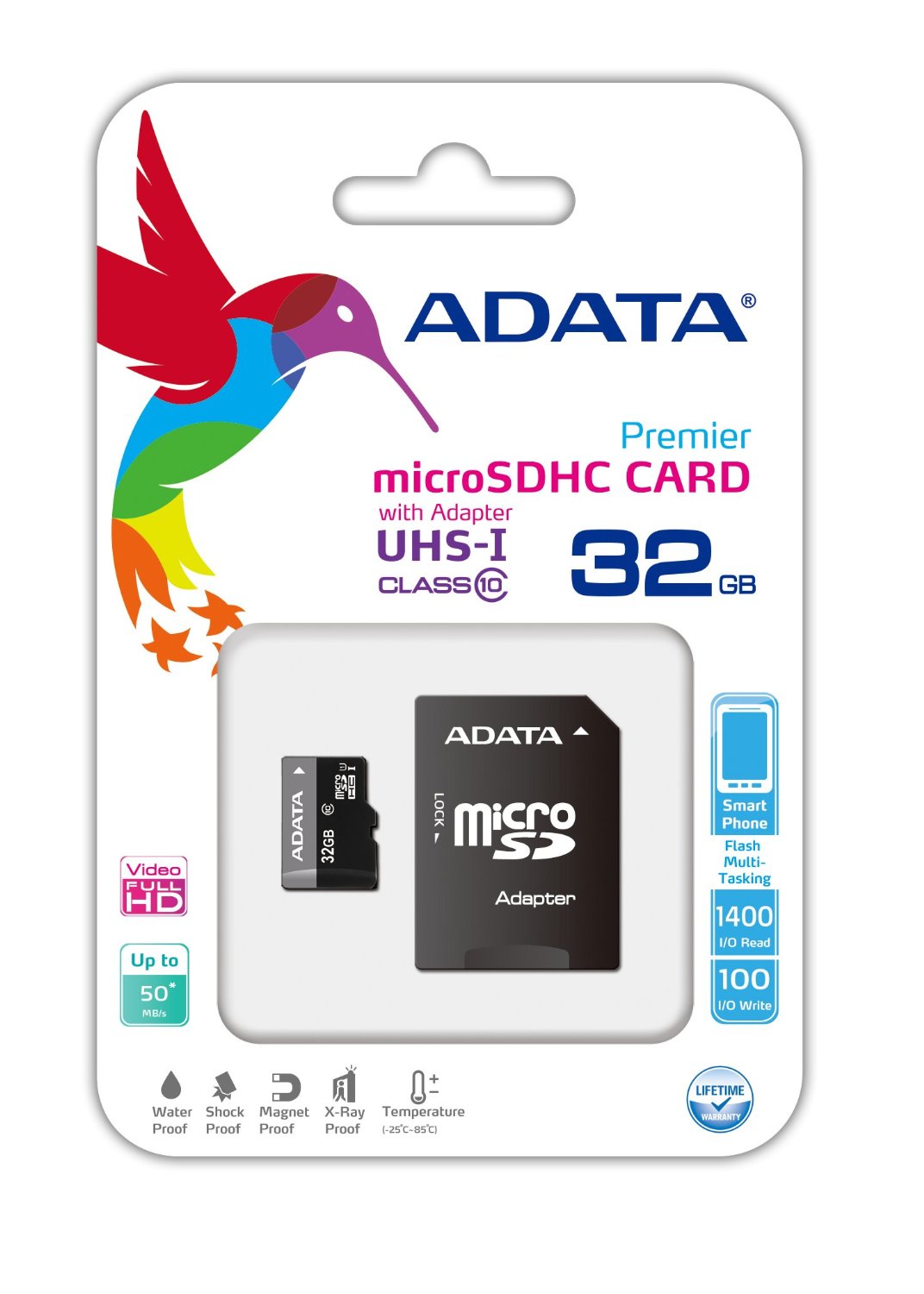 Карта памяти ADATA Micro SDHC Premier 32GB Class 10 Переходник в комплекте (AUSDH32GUICL10-RA1)