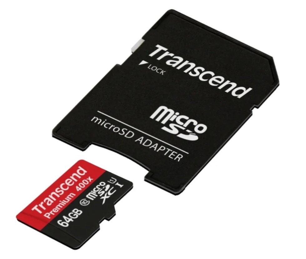 Карта памяти Transcend Micro SDXC Premium 400X 64GB Class 10 Переходник в комплекте (TS64GUSDU1)