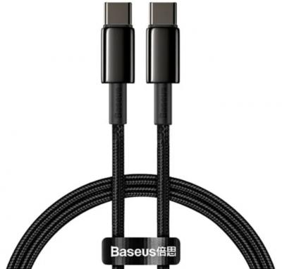 Кабель Type-C Baseus Cafule Series Metal Data Cable Type-C to Type-C 100W 2m (CATWJ-A01) Black (Черный)