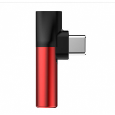Аудио-адаптер Baseus CATL41-91 L41 Type-C (input) for Type-C + 3.5 mm female connector adapters Black/Red (Черный/Красный)