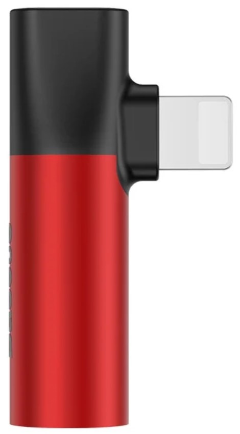 Аудио-адаптер Baseus CALL43-91 L43 Lightning (input) for Lightning female connectors + 3.5 mm f Red (Красный)