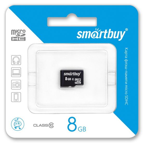 Карта памяти SmartBuy Micro SDHC 8GB Class 10 Без переходника (SB8GBSDCL10-00)