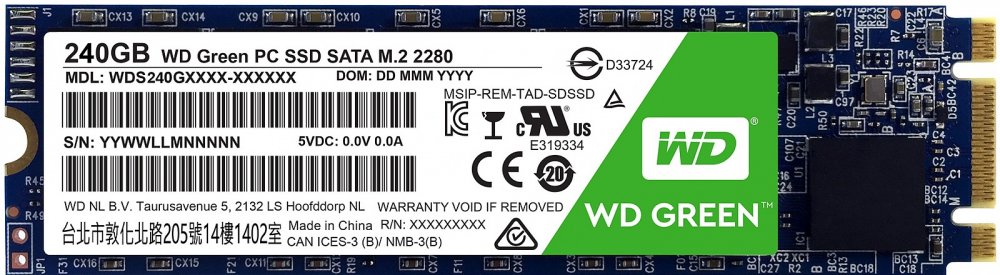 SSD Диск Western Digital Blue, 240Gb, M.2 2280, SATA III, SSD (WDS240G2G0B)
