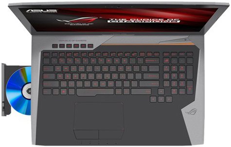 Ноутбук Asus G752VS(KBL)-GC438 ( Intel Core i7 7700HQ/16Gb/1000Gb HDD/256Gb SSD/nVidia GeForce GTX 1070/17,3"/1920x1080/DVD-RW/Без OS) Серый