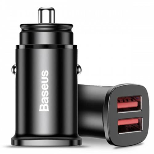 Автомобильная зарядка Baseus Square metal A+A 30W Dual QC3.0 Quick Car Charger CCALL-DS01 Black (Черный)