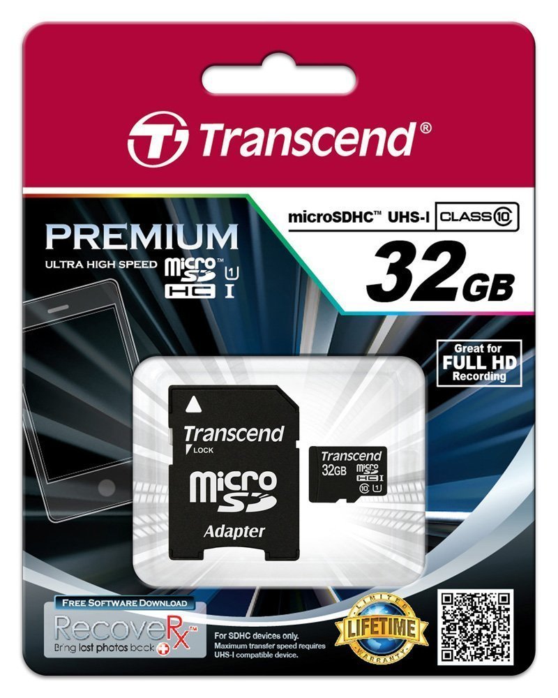 Карта памяти Transcend Micro SDHC Premium 300X 32GB Class 10 Переходник в комплекте (TS32GUSDU1)