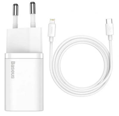 Сетевая зарядка Baseus Super Si Quick Charger with Type-C/Lightning Cable (TZCCSUP-B02) White (Белый)