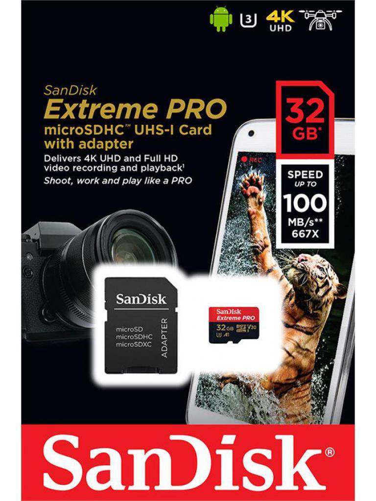  SanDisk Micro SDHC 32GB Class 10 Переходник в комплекте (SDSQXCG-032G-GN6MA)