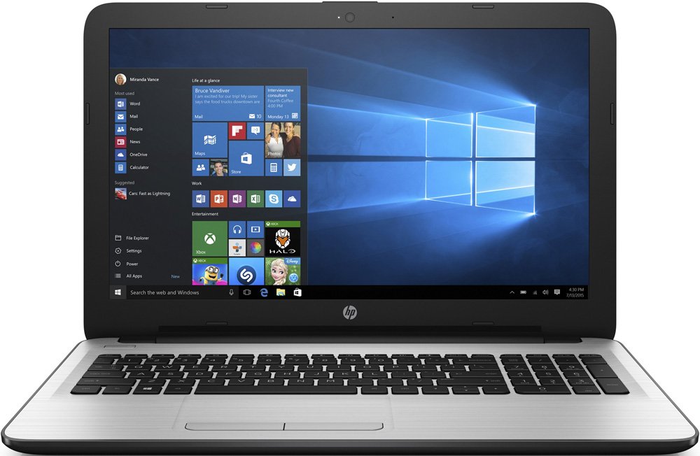 Ноутбук HP 15-ba591ur ( AMD A6 7310/4Gb/500Gb HDD/AMD Radeon R4/15,6"/1920x1080/Нет/Windows 10) Серебристый/белый
