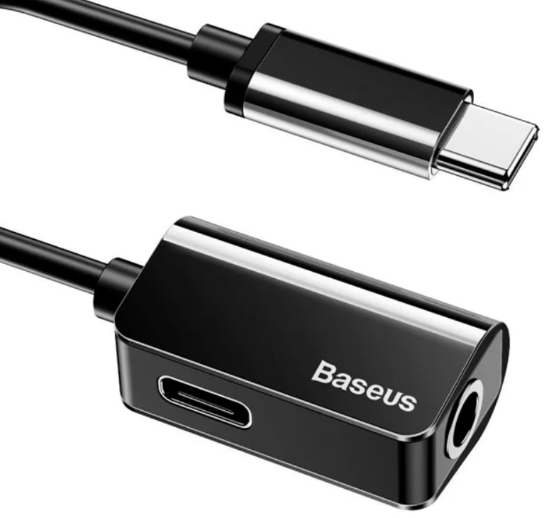 Аудио-адаптер Baseus CATL40-01 Type-C Male To Type-C Female +3.5MM Female Adapter L40 Black (Черный)