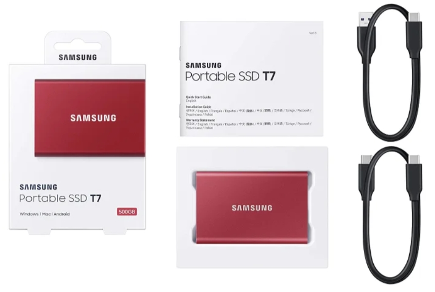 Внешний SSD Samsung Portable SSD T7 1 TB USB 3.2 Red (Красный)