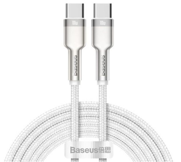 Кабель Type-C Baseus Cafule Series Metal Data Cable Type-C to Type-C 100W 2m (CATJK-D02) White (Белый)