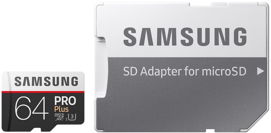 Карта памяти Samsung Micro SDHC PRO Plus 64GB Class 10 Переходник в комплекте (MD64DA/RU)