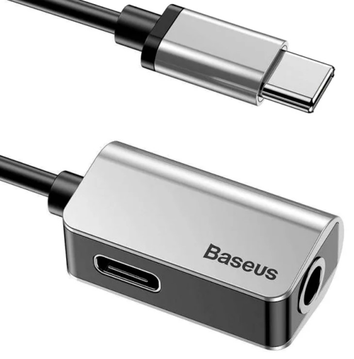 Аудио-адаптер Baseus CATL40-0S Type-C Male To Type-C Female +3.5MM Female Adapter L40 Silver (Серебристый)